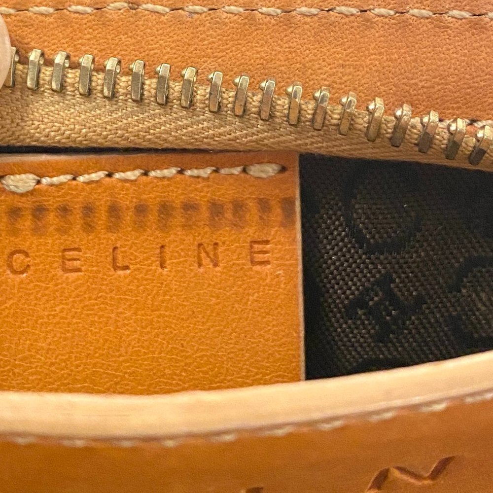 Celine Suede and Leather Clutch Purse with Gold Chain Strap - Picture 7 of 7